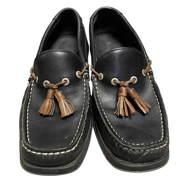 Tommy Bahama Black Brown Leather Square Toe Tassel Boat Loafers Mens Size 7 M main image 4